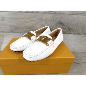 Tod's Gommino Driving Shoes in Natural Grain White Leather size 37 Us size 7